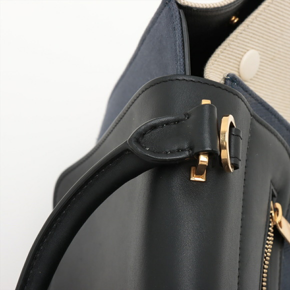 CELINE Trapeze Leather x Canvas Shoulder Bag Tote Handbag - Picture 14 of 14